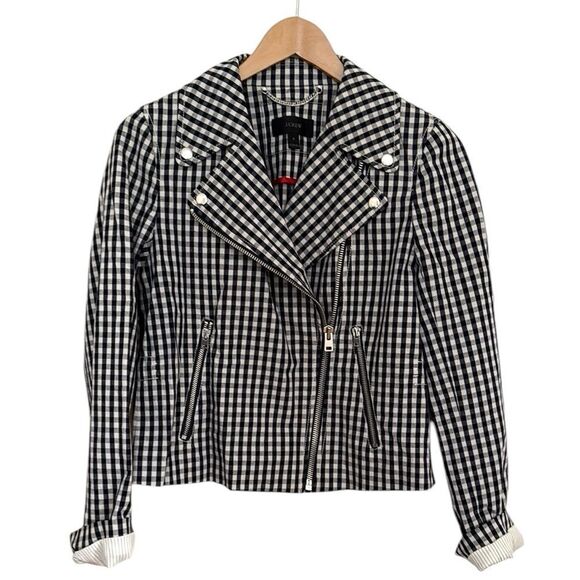 J. Crew Black and White Checkered Motto Jacket - Picture 7 of 9